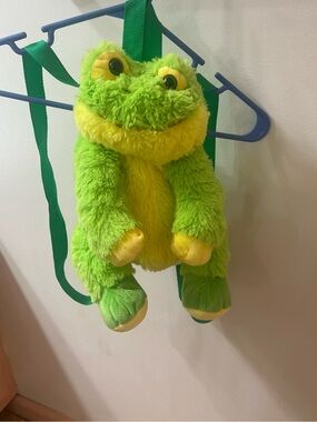 Critter Collection 14" Plush Frog Zipper Backpack Adjustable Canvas Straps